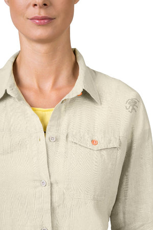 Chemiste de randonnée estivale en coton et lin pour femme "Rafiki − SAUME" - Planète Rando