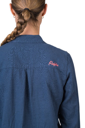 Chemiste de randonnée estivale en coton et lin pour femme "Rafiki − SAUME" - Planète Rando