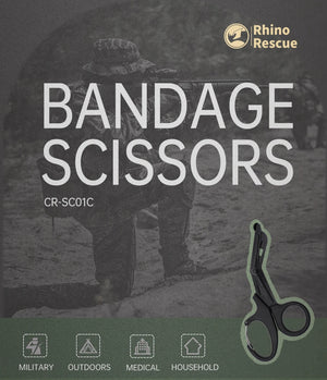 Ciseaux médicaux d'urgence à bandage 19 cm de traumatologie avec mousqueton "Rhino Rescue - Medical scissors" - Planète Rando