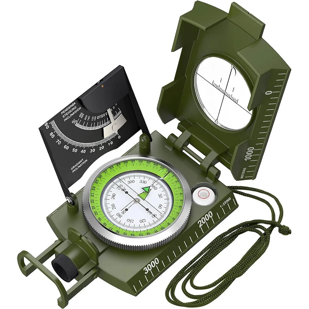 Compas militaire multifonctionnel de haute précision pour survie en extérieur, étanche et métallique avec fluorescence "47 Outdoor - EK4074" - Planète Rando