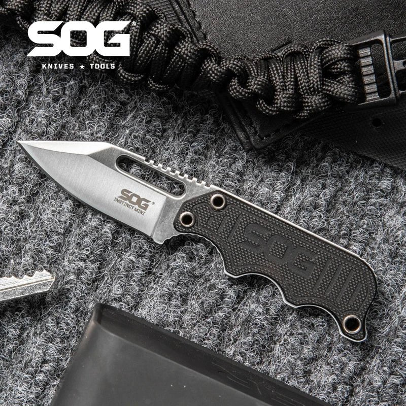Couteau fixe de poche tactiques portable, autodéfense / EDC "SOG - Instinct mini G10 NB1002 - CP' - Planète Rando