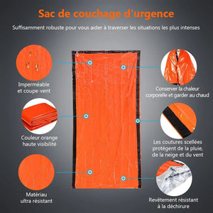 Couverture de survie / bivy / sac de couchage d'urgence pour le bivouac et la randonnée 120g "Lixada - Emergency bag" - Planète Rando