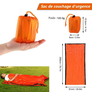 Couverture de survie / bivy / sac de couchage d'urgence pour le bivouac et la randonnée 120g "Lixada - Emergency bag" - Planète Rando