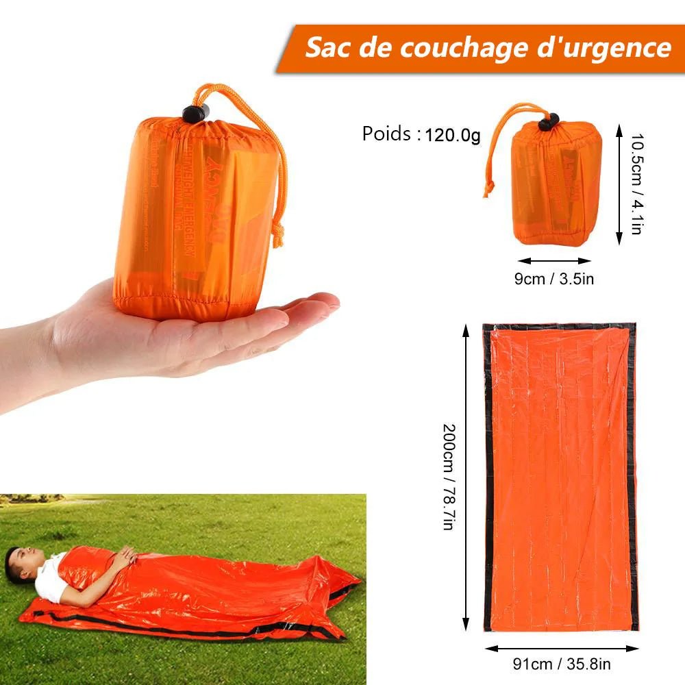 Couverture de survie / bivy / sac de couchage d'urgence pour le bivouac et la randonnée 120g "Lixada - Emergency bag" - Planète Rando