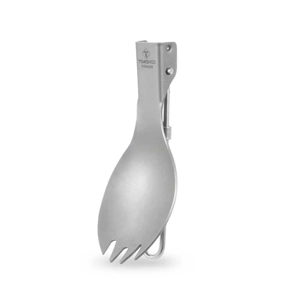 Cuillère - fourchette pliante en titane pour le camping et la randonnée "Tomshoo - Spoon - fork" - Planète Rando