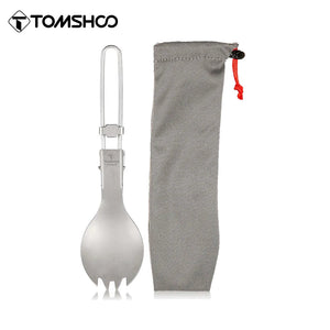 Cuillère - fourchette pliante en titane pour le camping et la randonnée "Tomshoo - Spoon - fork" - Planète Rando