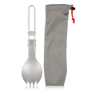 Cuillère - fourchette pliante en titane pour le camping et la randonnée "Tomshoo - Spoon - fork" - Planète Rando