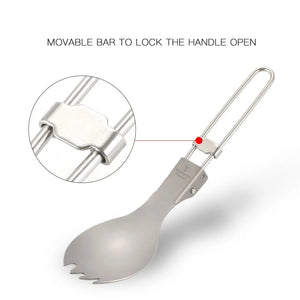 Cuillère - fourchette pliante en titane pour le camping et la randonnée "Tomshoo - Spoon - fork" - Planète Rando