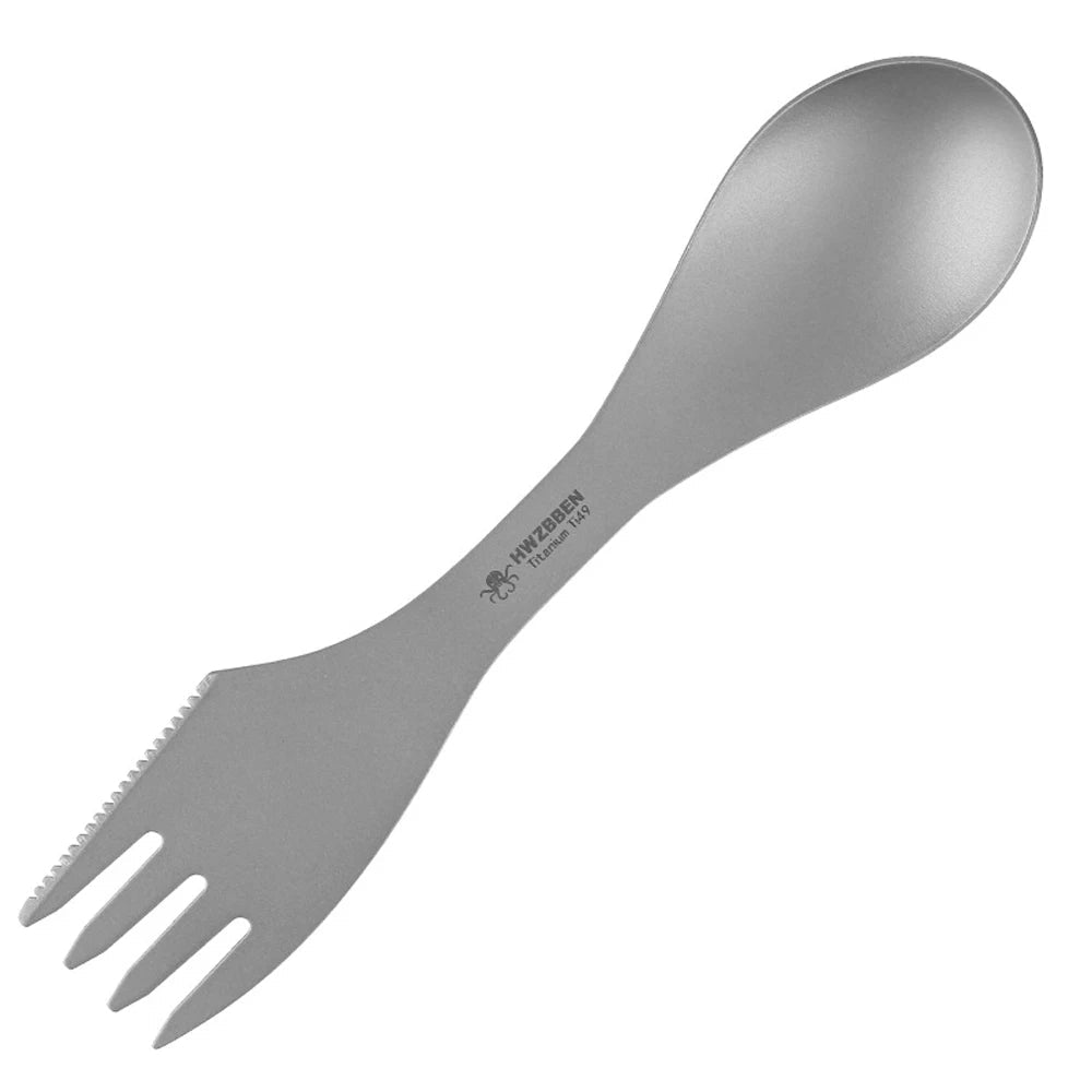 Cuitochette, cuillère, fourchette, couteau de camping en titane 3 en 1 "HWZBBEN - TA - 1" - Planète Rando