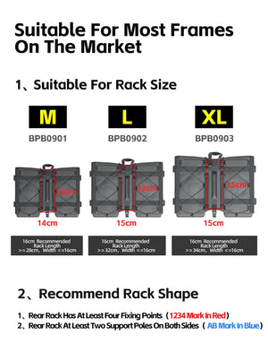 Double sacoches de porte - bagage 100% imperméable avec plaque de support intérieure "Rhinowalk - BPB0900 series" - Planète Rando