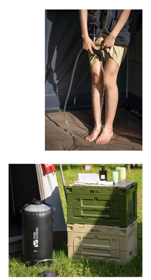 Douche portable solaire de camping avec pompe à pied 1kg "MOBI GARDEN - NX22671039" - Planète Rando