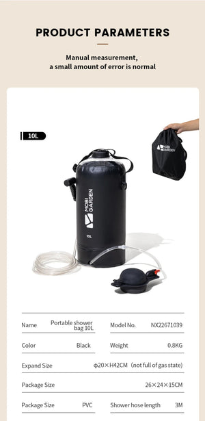 Douche portable solaire de camping avec pompe à pied 1kg "MOBI GARDEN - NX22671039" - Planète Rando