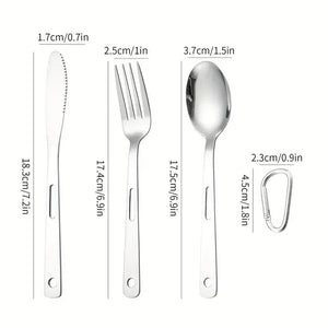 Ensemble de 3 couverts portables en acier inoxydable "Shinetrip - Kitchen portable set" - Planète Rando
