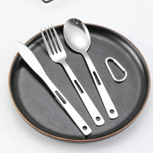 Ensemble de 3 couverts portables en acier inoxydable "Shinetrip - Kitchen portable set" - Planète Rando
