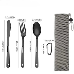 Ensemble de 3 couverts portables en acier inoxydable "Shinetrip - Kitchen portable set" - Planète Rando