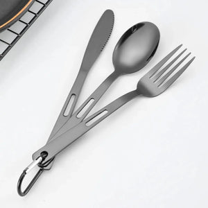 Ensemble de 3 couverts portables en acier inoxydable "Shinetrip - Kitchen portable set" - Planète Rando