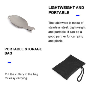Ensemble de couverts 3 en 1 cuillère, fourchette et couteau pour le bivouac et camping de plein air "Widesea - CJ1900" - Planète Rando