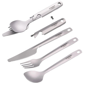 Ensemble de couverts en titane 4 en 1 "Tomshoo - 4 - in - 1 cutlery set" - Planète Rando