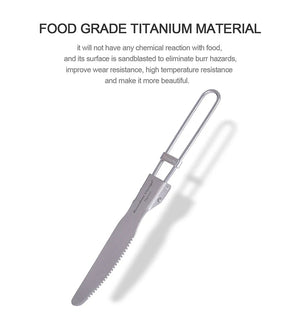 Ensemble de couverts en titane, couteau, cuillère, fourchette, baguettes portables "Boundless Voyage - Ti1122T / Ti1123T" - Planète Rando