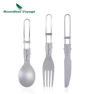 Ensemble de couverts en titane, couteau, cuillère, fourchette, baguettes portables "Boundless Voyage - Ti1122T / Ti1123T" - Planète Rando