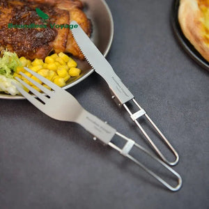 Ensemble de couverts en titane, couteau, cuillère, fourchette, baguettes portables "Boundless Voyage - Ti1122T / Ti1123T" - Planète Rando