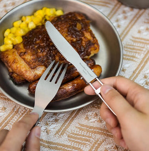 Ensemble de couverts en titane, couteau, cuillère, fourchette, baguettes portables "Boundless Voyage - Ti1122T / Ti1123T" - Planète Rando