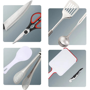 Ensemble d'ustensiles de camping en acier inoxydable "Ise Mount - Camping Cooking Ustensil" - Planète Rando