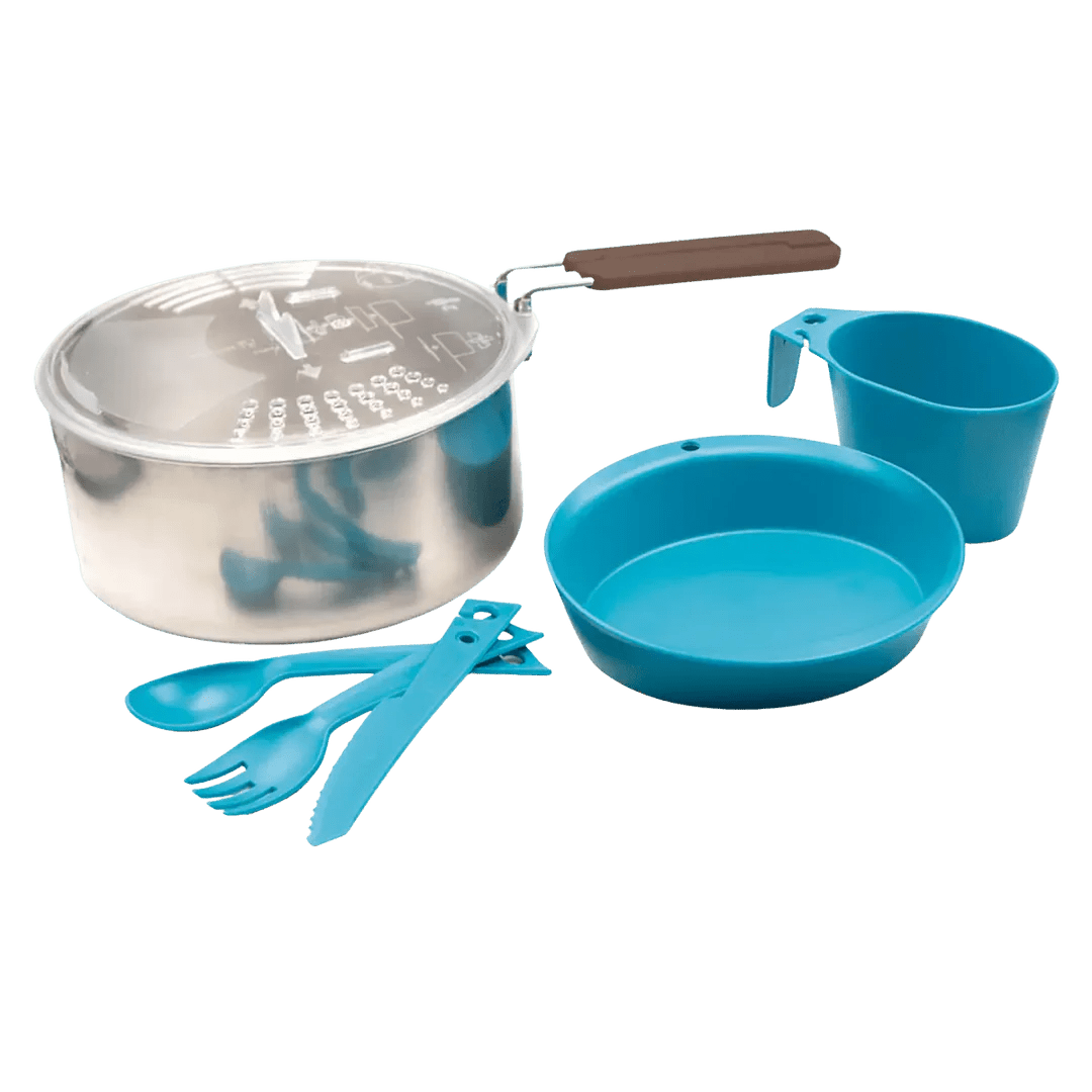 Ensemble popote et couverts en inox et polypropylène pour 1 ou 2 personnes "Laken - LSS16 series" - Planète Rando