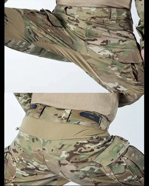 Ensemble / uniforme tactique de combat avec poches multifonctionnelles et genouillères "Emersongear - G3" - Planète Rando