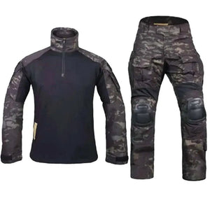Ensemble / uniforme tactique de combat avec poches multifonctionnelles et genouillères "Emersongear - G3" - Planète Rando