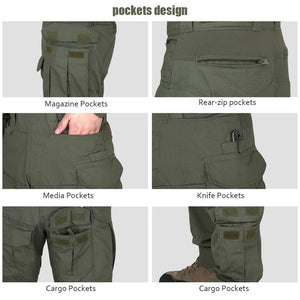 Ensemble / uniforme tactique de combat avec poches multifonctionnelles et genouillères "Emersongear - G3" - Planète Rando