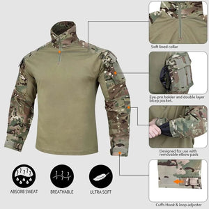 Ensemble / uniforme tactique de combat avec poches multifonctionnelles et genouillères "Emersongear - G3" - Planète Rando
