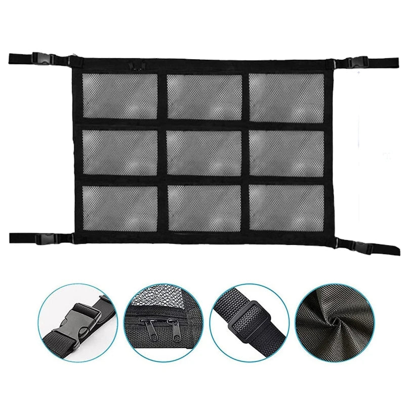 Filet de chargement de plafond / organisateur de rangement suspendu multifonctionnel pour camping car / van ou fourgon aménagé "CARSHAN - Roof storage bag" - Planète Rando