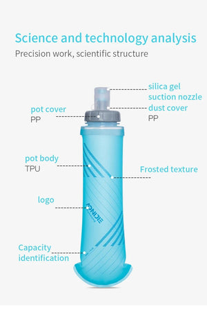 Flasque running d'hydratation sans BPA 48g avec bouchon à tirer ou rotatif 500ML "AONIJIE - SD24" - Planète Rando