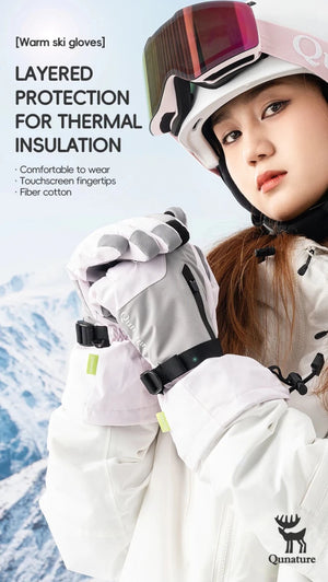 Gants de ski tactiles & imperméables avec poignet allongé et technologie 3M Thinsulate "Qunature - 16410045" - Planète Rando
