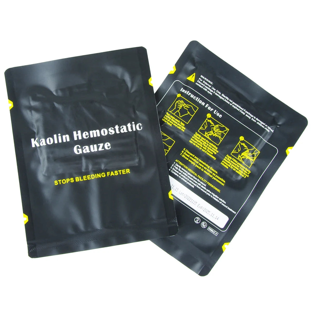 Gaze hémostatique en kaolin pour urgences traumatiques, pliée en Z, soluble, pour trousse de premiers soins militaire tactique Ifak "HEE RAK - Kaolin Hemostatic Gauze" - Planète Rando