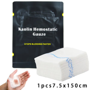 Gaze hémostatique en kaolin pour urgences traumatiques, pliée en Z, soluble, pour trousse de premiers soins militaire tactique Ifak "HEE RAK - Kaolin Hemostatic Gauze" - Planète Rando