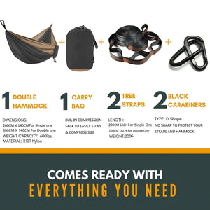 Hamac avec sangles et mousqueton en toile de parachute " ZOWEE - ZW - HS15" - Planète Rando