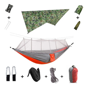 Hamac de couchage en kit 3 en 1 en toile de parachute avec moustiquaire et tarp anti - pluie "Dutrieux Outdoor - DL010009" - Planète Rando