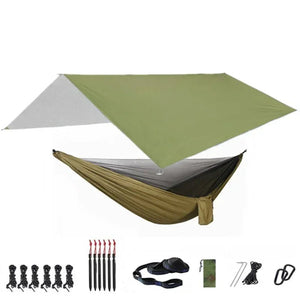 Hamac de couchage en kit 3 en 1 en toile de parachute avec moustiquaire et tarp XL "Dutrieux Outdoor - DL0100010" - Planète Rando