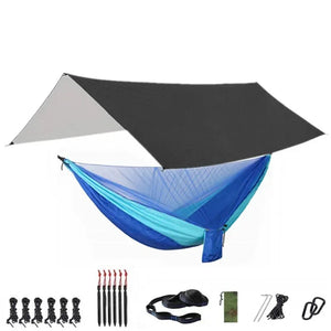 Hamac de couchage en kit 3 en 1 en toile de parachute avec moustiquaire et tarp XL "Dutrieux Outdoor - DL0100010" - Planète Rando