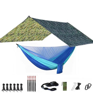 Hamac de couchage en kit 3 en 1 en toile de parachute avec moustiquaire et tarp XL "Dutrieux Outdoor - DL0100010" - Planète Rando
