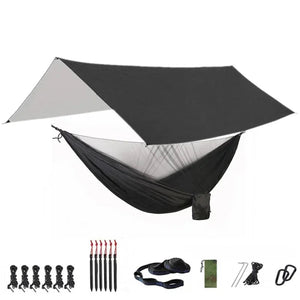Hamac de couchage en kit 3 en 1 en toile de parachute avec moustiquaire et tarp XL "Dutrieux Outdoor - DL0100010" - Planète Rando