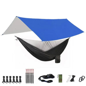 Hamac de couchage en kit 3 en 1 en toile de parachute avec moustiquaire et tarp XL "Dutrieux Outdoor - DL0100010" - Planète Rando