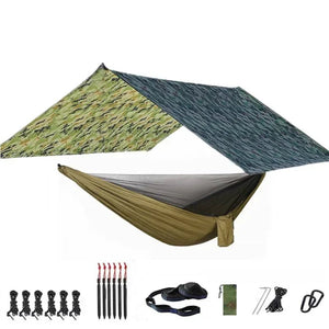 Hamac de couchage en kit 3 en 1 en toile de parachute avec moustiquaire et tarp XL "Dutrieux Outdoor - DL0100010" - Planète Rando