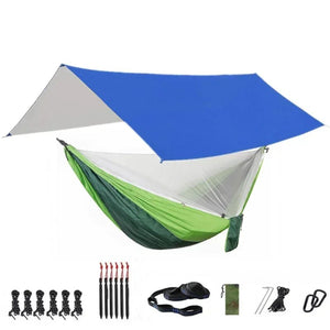 Hamac de couchage en kit 3 en 1 en toile de parachute avec moustiquaire et tarp XL "Dutrieux Outdoor - DL0100010" - Planète Rando