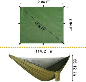 Hamac de couchage en kit 3 en 1 en toile de parachute avec moustiquaire et tarp XL "Dutrieux Outdoor - DL0100010" - Planète Rando