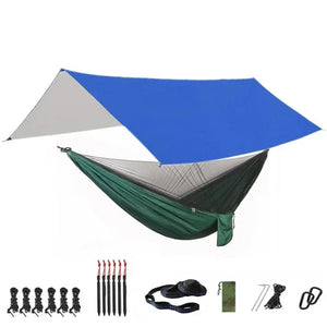 Hamac de couchage en kit 3 en 1 en toile de parachute avec moustiquaire et tarp XL "Dutrieux Outdoor - DL0100010" - Planète Rando