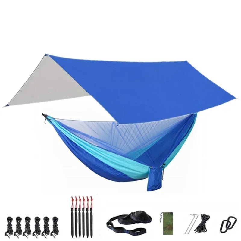 Hamac de couchage en kit 3 en 1 en toile de parachute avec moustiquaire et tarp XL "Dutrieux Outdoor - DL0100010" - Planète Rando