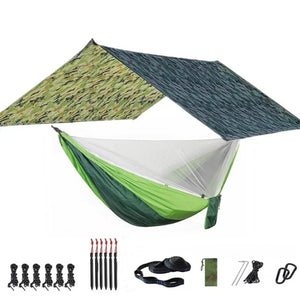 Hamac de couchage en kit 3 en 1 en toile de parachute avec moustiquaire et tarp XL "Dutrieux Outdoor - DL0100010" - Planète Rando